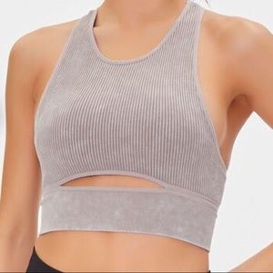 Seamless Thick Ribbed Cutout Sports Bra